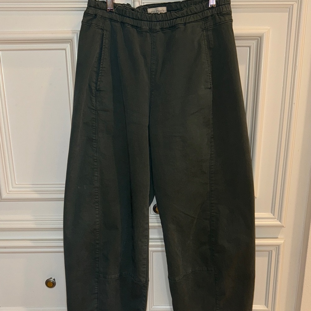 Pilcro Izzie relaxed Green Wide-Leg barrel Pants - Picture 4 of 6